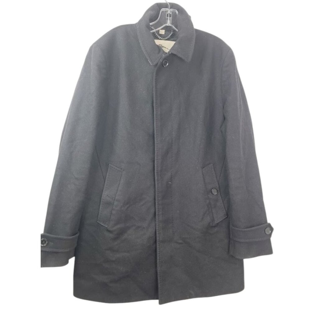Burberry Men's Black Classic Long Sleeve Button-Front Winter Coat‎ Size 54